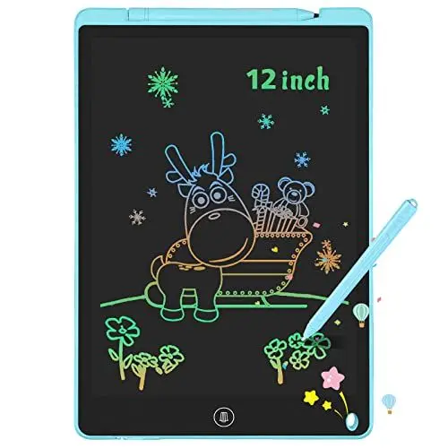 Produktbild: LCD Zaubertafel 12 Zoll, LCD Schreibtafel Kinder, Bunte Schreibtablett Zeichenbrett Maltafel, Verbessertes Schreibtafel Elektronisch, Großartige Spielzeug für Geschenk Junge 2 3 4 5 6 7 Jahre