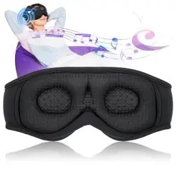 Produktbild: LC-dolida 3D Schlafmaske mit Kopfhörer Bluetooth Schlafmaske Seitenschläfer Augenmaske Sleep Headphone für Reisen, Meditation, Geschenke, Gadgets für Männer und Frauen-Schwarz