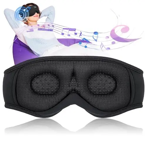 Produktbild: LC-dolida 3D Schlafmaske mit Kopfhörer Bluetooth Schlafmaske Seitenschläfer Augenmaske Sleep Headphone für Reisen, Meditation, Geschenke, Gadgets für Männer und Frauen-Schwarz