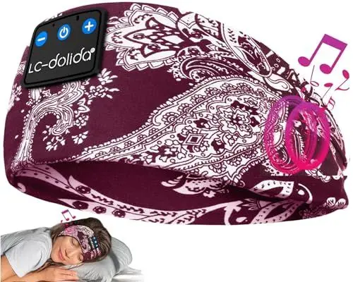 Produktbild: LC-dolida Schlafkopfhörer Bluetooth Schlafen Kopfhörer, Kabellos Sport-Kopfhörer Stirnband 15+ Stunden Lange Spielzeit Leichte Schlafstirnband mit HiFi-Stereo,Ergonomisch Tech Gadgets