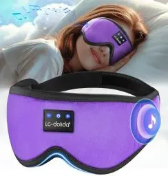 Produktbild: LC-dolida Schlafmaske mit Kopfhörer 3D Schlafkopfhörer Seitenschläfer für Frauen Herren,Augenmaske Baumwolle Waschbar Schlafbrille mit Mikrofon für Reisen/Nickerchen/Yoga/Meditation/Schlafen