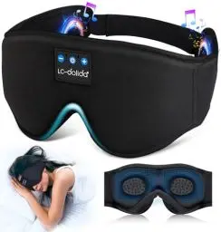 Produktbild: LC-dolida Schlafmaske mit Kopfhörer Bluetooth V5.4, 3D Schlafkopfhörer Atmungsaktive für Frauen Herren,Augenmaske Baumwolle Waschbar Schlafbrille mit Mikrofon für Reisen/Nickerchen/Yoga/Meditation