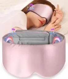 Produktbild: LC-dolida Schlafmaske mit Kopfhörer Schlafkopfhörer, 100% Verdunkelung Augenmaske Bluetooth V5.4 Schlafen Kopfhörer Schlafbrille Seitenschläfer Waschbar Schlafbrille mit Mikrofon für Reisen/Nickerchen