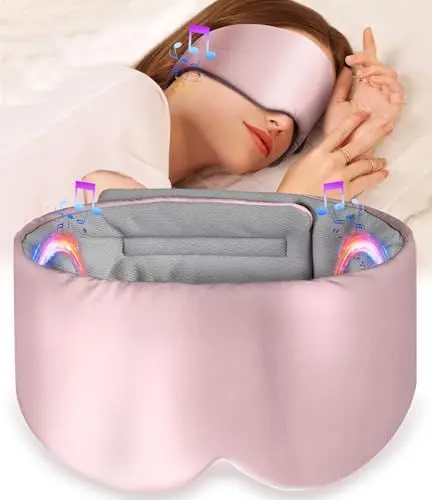 Produktbild: LC-dolida Schlafmaske mit Kopfhörer Schlafkopfhörer, 100% Verdunkelung Augenmaske Bluetooth V5.4 Schlafen Kopfhörer Schlafbrille Seitenschläfer Waschbar Schlafbrille mit Mikrofon für Reisen/Nickerchen