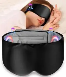 Produktbild: LC-dolida Schlafmaske mit Kopfhörer Schlafkopfhörer, 200% Verdunkelung Augenmaske Bluetooth V5.4 Schlafen Kopfhörer Schlafbrille Seitenschläfer Waschbar Schlafbrille mit Mikrofon für Reisen/Nickerchen