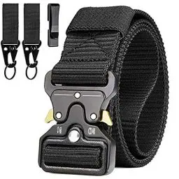 Produktbild: LC-dolida Taktischer Gürtel Herren, Militär Arbeitsgürte, Sicherheitsggurte Beutegürtel mit 2 Taktischen Schlüsselhaken&Metallschnalle, Taktische Gurt Belt für Outdoor Sport Camping Jagen