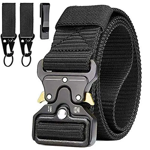 Produktbild: LC-dolida Taktischer Gürtel Herren, Militär Arbeitsgürte, Sicherheitsggurte Beutegürtel mit 2 Taktischen Schlüsselhaken&Metallschnalle, Taktische Gurt Belt für Outdoor Sport Camping Jagen