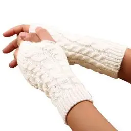 Produktbild: LCHULLE 1 Paar fingerlose Handschuhe, warme Armhandschuhe, Winter, Strick, Häkelhandschuhe, Geschenk für Frauen und Mädchen,Weiss