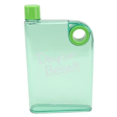 Produktbild: Ldafava 420 ml Schlanker Flachwasserflasche tragbarer Reisbecher wiederverwendbarer Plastikwasserflasche mit Abdeckung für das Wanderfahren im Freien Sportschule (Grün)