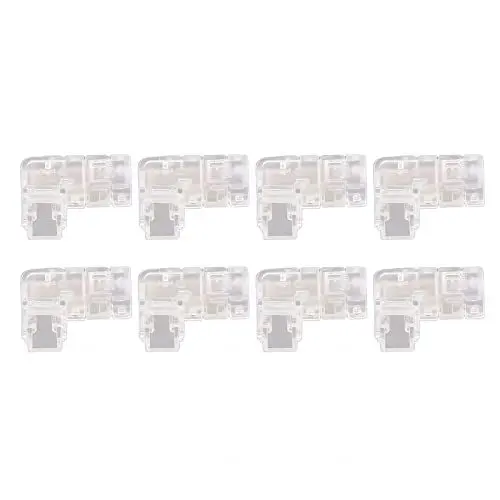 Produktbild: Ldafava COB -LED -Streifen -Lichtstecker 2 Pin 5mm lötlosen gapslosen l -förmigen transparenten Steckverbinder für LED COB Light Strips DIY Home Lighting Project Plastikstahl 8pcs