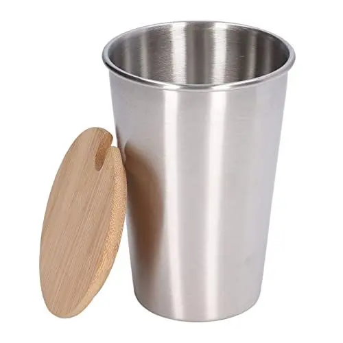 Produktbild: Ldafava Edelstahl-Bierkrug mit Deckel, 500 ml, langlebiger einlagiger Wasserbecher, Trinkbecher für den Außenbereich, für Partys im Haushalt und Camping (Edelstahlfarbe)