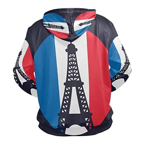 Produktbild: LDIYEU Frankreich Kultur Flagge Eiffel Turm Kapuzenpullis Kapuzenpullover Sport Sweatjacke Herren Mit 3D Druck Hoodie Kapuze für Mädchen Jungen Männer