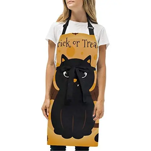 Produktbild: LDIYEU Gelbe Katze Kätzchen Schürze Küchenschürze Kochschürze mit 2 Taschen Verstellbarer Umhängeband Schürzen Latzschürze für Frauen Männer Chef Kellnerin