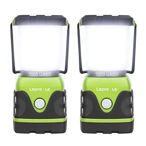 Produktbild: LE LED Campinglampe, Ultra Hell 1000 Lumen, 4 Leuchtmodi Dimmbar Suchscheinwerfer, Batteriebetrieben Notfallleuchte für Stromausfällen, Wandern, Notfall, Ausfälle und so weiter, 2 Stück