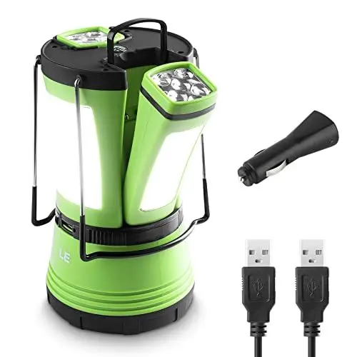 Produktbild: LE LED Campinglampe mit 2 abnehmbaren Taschenlampen, Batteriebetrieben & Akku Notfallleuchte, 600 Lumen Zeltlampe, Outdoor Suchscheinwerfer für Notfälle, Wandern, Angeln, Stromausfälle usw.