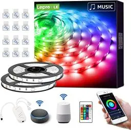 Produktbild: LE Smart LED Strip 10M, 2x5M, Musik Sync, RGB 300 LEDs, Wifi LED Streifen, Superhell 5050 Selbstklebend Lichtband Wlan, Lichterkette mit Fernbedienung, Kompatibel mit Alexa, App, Google Home