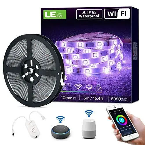 Produktbild: LE Smart LED Strip 5M Outdoor, RGB 150 LEDs, Smart LED Streifen Wifi, IP65 Wasserdicht Wlan LED Band, LED Lichtband Außen, Stripes Lichterkette Leiste Kompatibel mit Alexa, App, Google Home
