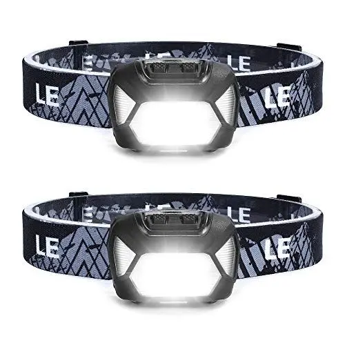 Produktbild: LE Stirnlampe, 1300 Lux LED XPG Kopflampe mit 6 Lichtmodi Scheinwerfer und Rotlicht, IPX4 spritzwassergeschütztes Gehäuse, Batteriebetrieben Stirnlampen C500, Ideal für Camping Joggen, 2 Stück