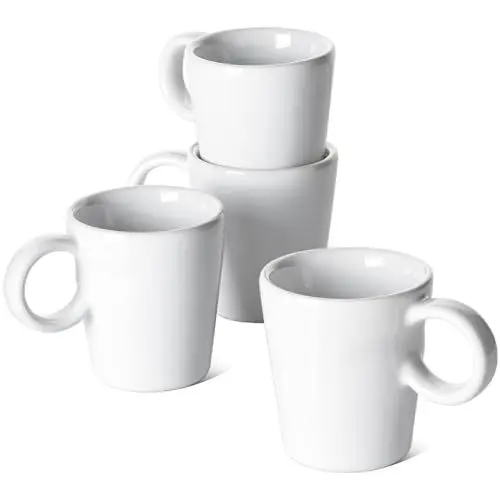 Produktbild: LE TAUCI 90 ml Espressotassen Set aus Keramik, Perfekt Geeignet für Espresso, Doppelten Espresso und Tee, Stapelbares Espresso Tassen Set, Spülmaschinenfest, 4 Stück, Weiß