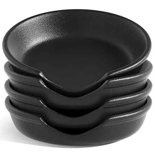 Produktbild: LE TAUCI Löffelablage Keramik für die Küche, 12,2 cm Kochlöffelablage für Teelöffelablage, Herd, Kochlöffel, Teesäckchenablage, Löffelhalter, Küchenzubehör für Utensilien, 4 er Set, Mattschwarz