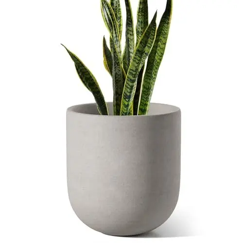 Produktbild: LE TAUCI Übertöpfe Keramik Gross, 25 cm Durchmesser groß Töpfe, Blumentopf für Zimmerpflanzen mit Abflussloch, Flower Planter Pots with Drainage Hole and Plug, Grau