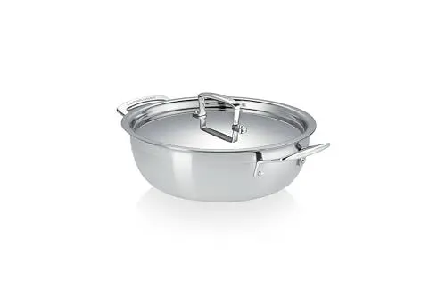 Produktbild: Le Creuset 3-lagiger Edelstahl-Antihaft-Kochtopf, Ø 24 cm, geeignet für alle Herdarten einschließlich Induktion und Backofen, silber, 53113240010550