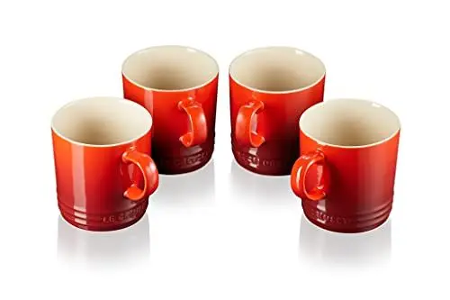 Produktbild: Le Creuset 4er-Set Becher aus Steinzeug, je 350 ml, Kirschrot, 79113350600000