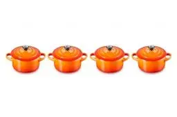 Produktbild: Le Creuset 4er-Set Mini Cocottes aus Steinzeug, je 200 ml, 10 x 5 cm, Ofenrot, 79212100900100