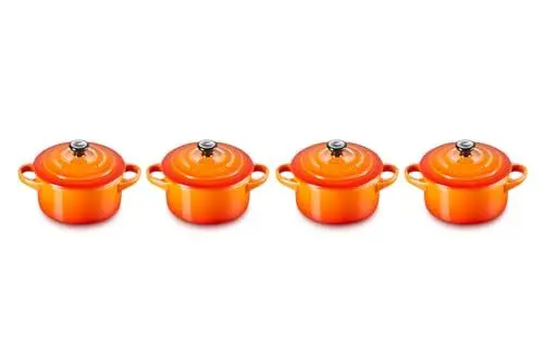 Produktbild: Le Creuset 4er-Set Mini Cocottes aus Steinzeug, je 200 ml, 10 x 5 cm, Ofenrot, 79212100900100