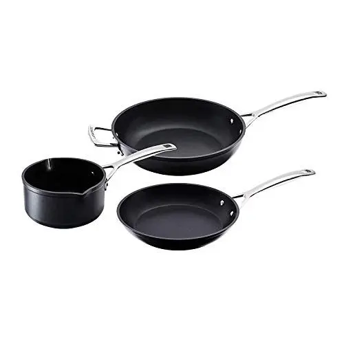 Produktbild: Le Creuset Aluminium-Antihaft 3-teiliges Kochset, Ø 16, 24 und 26 cm, Für alle Herdarten inkl. Induktion geeignet, Anthrazit/Silber, 51804000010002