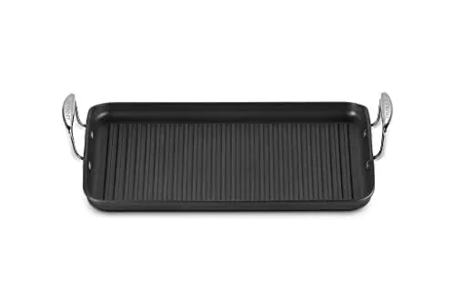 Produktbild: Le Creuset Aluminium-Antihaft Grillplatte mit Rillen, 35 cm, Für alle Herdarten inkl. Induktion geeignet, Anthrazit/Silber, 52107350010101