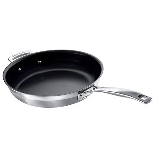 Produktbild: Le Creuset Antihaftbeschichtete Bratpfanne mit Gegengriff aus 3-ply Edelstahl, Ø 28 cm, Für alle Herdarten inkl. Induktion geeignet, Silber, 96200328001000