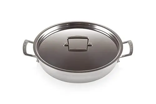 Produktbild: Le Creuset Antihaftbeschichtete Profipfanne aus 3-ply Edelstahl mit Deckel, Ø 30 cm, Für alle Herdarten inkl. Induktion geeignet, Silber, 96102830000000