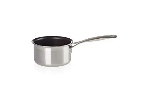 Produktbild: Le Creuset Antihaftbeschichteter Milchtopf aus 3-ply Edelstahl, Ø 14 cm, Für alle Herdarten inkl. Induktion geeignet, Silber, 96201214001000