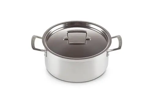 Produktbild: Le Creuset Bratentopf aus 3-ply Edelstahl mit Deckel, Ø 24 cm, Für alle Herdarten inkl. Induktion geeignet, Silber, 96200724001000