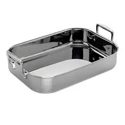 Produktbild: Le Creuset Bratreine aus 3-ply Edelstahl, 35 cm, Rechteckig, Für alle Herdarten inkl. Induktion geeignet, Mit senkrechten Griffen, Silber, 96102270000000