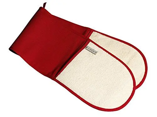Produktbild: Le Creuset Doppel-Handschuh mit Schlaufe, Einheitsgröße, Kirschrot, Baumwoll-Canvas, 95001000600000