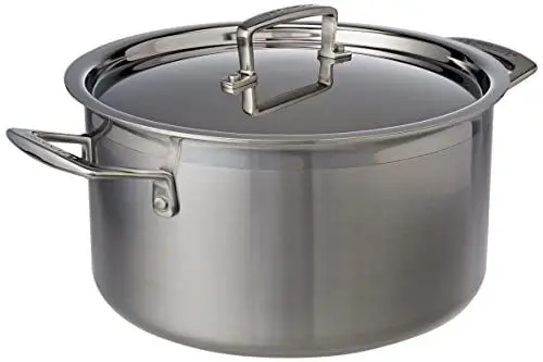Produktbild: Le Creuset Fleischtopf aus 3-ply Edelstahl mit Deckel, Ø 24 cm, Für alle Herdarten inkl. Induktion geeignet, Silber, 96200624001000