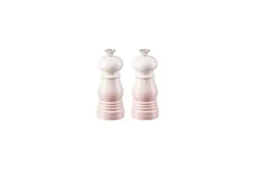 Produktbild: Le Creuset Kleines Mühlenset, Salz- und Pfeffermühle, ABS-Kunststoff, Je 5 x 5 x 12,1 cm, Keramik-Mahlwerk, Shell Pink, 44900117770000