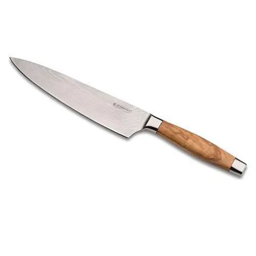 Produktbild: Le Creuset Kochmesser, 20 cm Damaststahlklinge mit VG10 Kern und glattem Schliff, Olivenholzgriff, Braun/Silber, 98000320000200