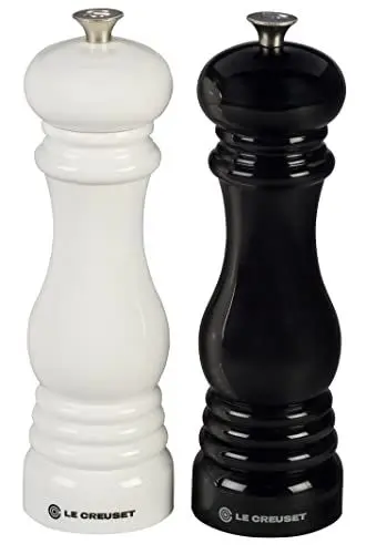 Produktbild: Le Creuset Mühlenset, Salz- und Pfeffermühle, ABS-Kunststoff, Je 6 x 6 x 20,8 cm, Keramik-Mahlwerk, Schwarz/Weiß, 21 cm, 96002100169100