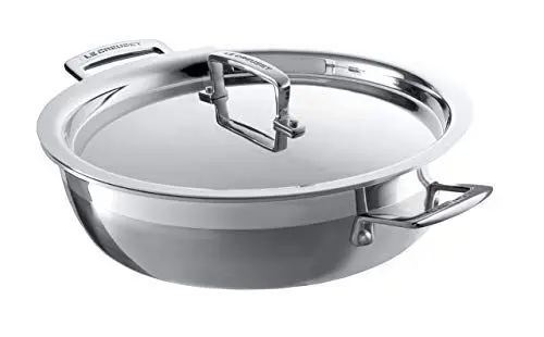 Produktbild: Le Creuset Profipfanne mit Deckel aus 3-ply Edelstahl, Ø 26 cm, Für alle Herdarten inkl. Induktion und Ofen geeignet, Silber, 96202826001000