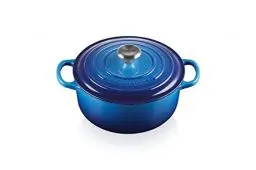 Produktbild: Le Creuset Signature Gusseisen-Bräter mit Deckel, Ø 22 cm, Rund, Für alle Herdarten und Induktion geeignet, Volumen: 3,3 l, 3,932 kg, Azure, 21177222202430