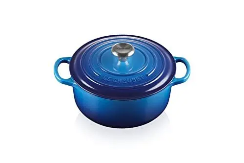 Produktbild: Le Creuset Signature Gusseisen-Bräter mit Deckel, Ø 22 cm, Rund, Für alle Herdarten und Induktion geeignet, Volumen: 3,3 l, 3,932 kg, Azure, 21177222202430