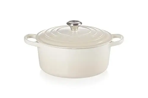 Produktbild: Le Creuset Signature Gusseisen-Bräter mit Deckel, Ø 22 cm, Rund, Für alle Herdarten und Induktion geeignet, Volumen: 3,3 l, 3,932 kg, Meringue, 21177227164430