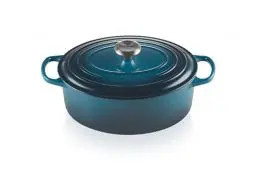 Produktbild: Le Creuset Signature Gusseisen-Bräter mit Deckel, Ø 29 cm, Oval, Für alle Herdarten und Induktion geeignet, Volumen: 4,7 l, 4,675 kg, Deep Teal, 21178296422430
