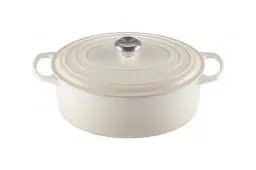 Produktbild: Le Creuset Signature Gusseisen-Bräter mit Deckel, Ø 31 cm, Oval, Für alle Herdarten und Induktion geeignet, Volumen: 6,3 l, 5,705 kg, Meringue, 21178317164430