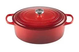 Produktbild: Le Creuset Signature Gusseisen-Bräter mit Deckel, Ø 33 cm, Oval, Für alle Herdarten und Induktion geeignet, Volumen: 7,5 l, 6,595 kg, Kirschrot, 21178330602430