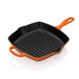 Produktbild: Le Creuset Signature Gusseisen-Grillpfanne, Quadratisch, 26 cm, Für alle Herdarten inkl. Induktion geeignet, 2,86 kg, Ofenrot