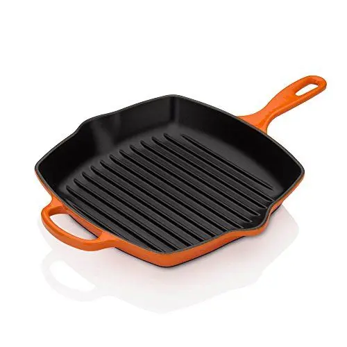 Produktbild: Le Creuset Signature Gusseisen-Grillpfanne, Quadratisch, 26 cm, Für alle Herdarten inkl. Induktion geeignet, 2,86 kg, Ofenrot